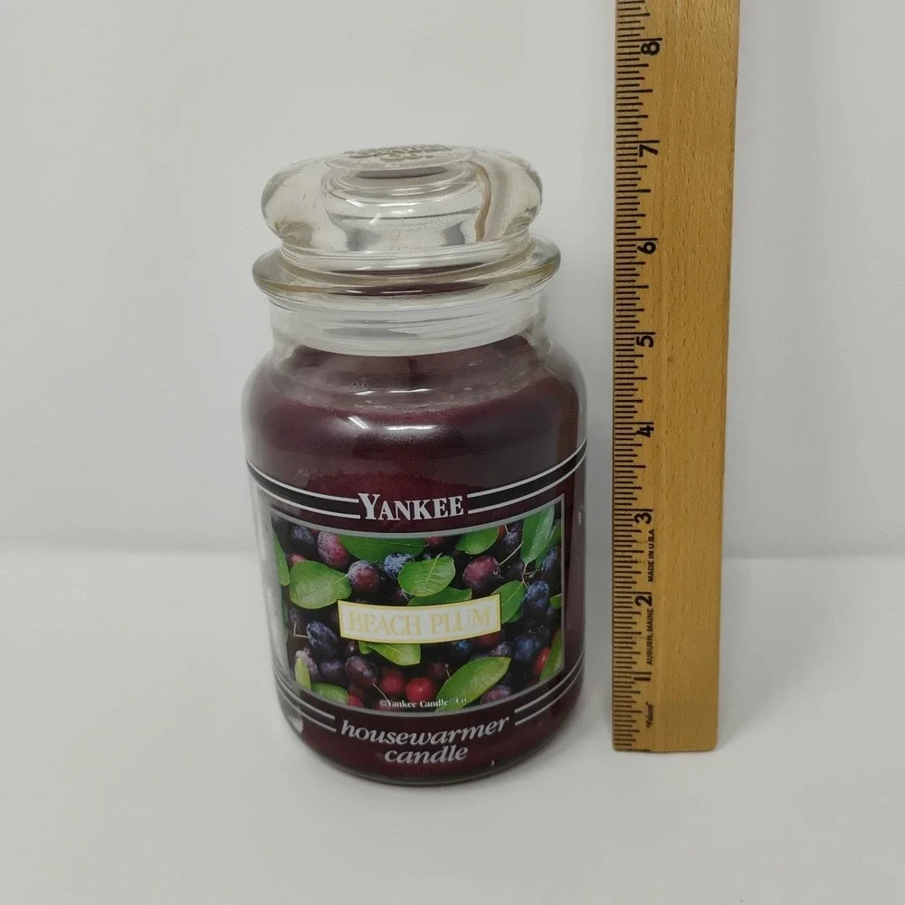 Yankee Candle BEACH PLUM Black Band Large Glass Jar 22 oz Discontinued Scent